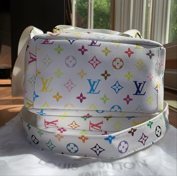 Designer-Inspired White Multicolor Backpack - Picture 5 of 10